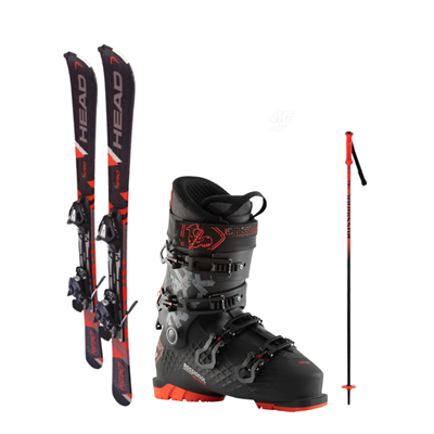 Schiuri HEAD AR Instinct + bocanci de schi negri Rossignol Alltrack 90 + bețe 
